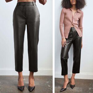 BABATON Aritzia Command Cropped Mid Rise Vegan Leather Pant Sz 00 Black